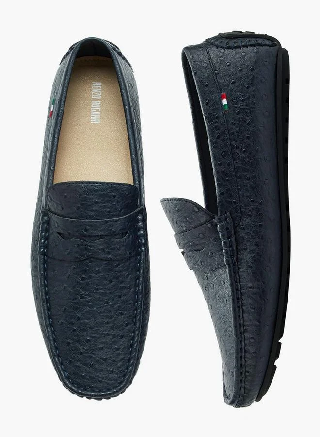 Renzo Ruganni Men Textured Slip-On Loafers
